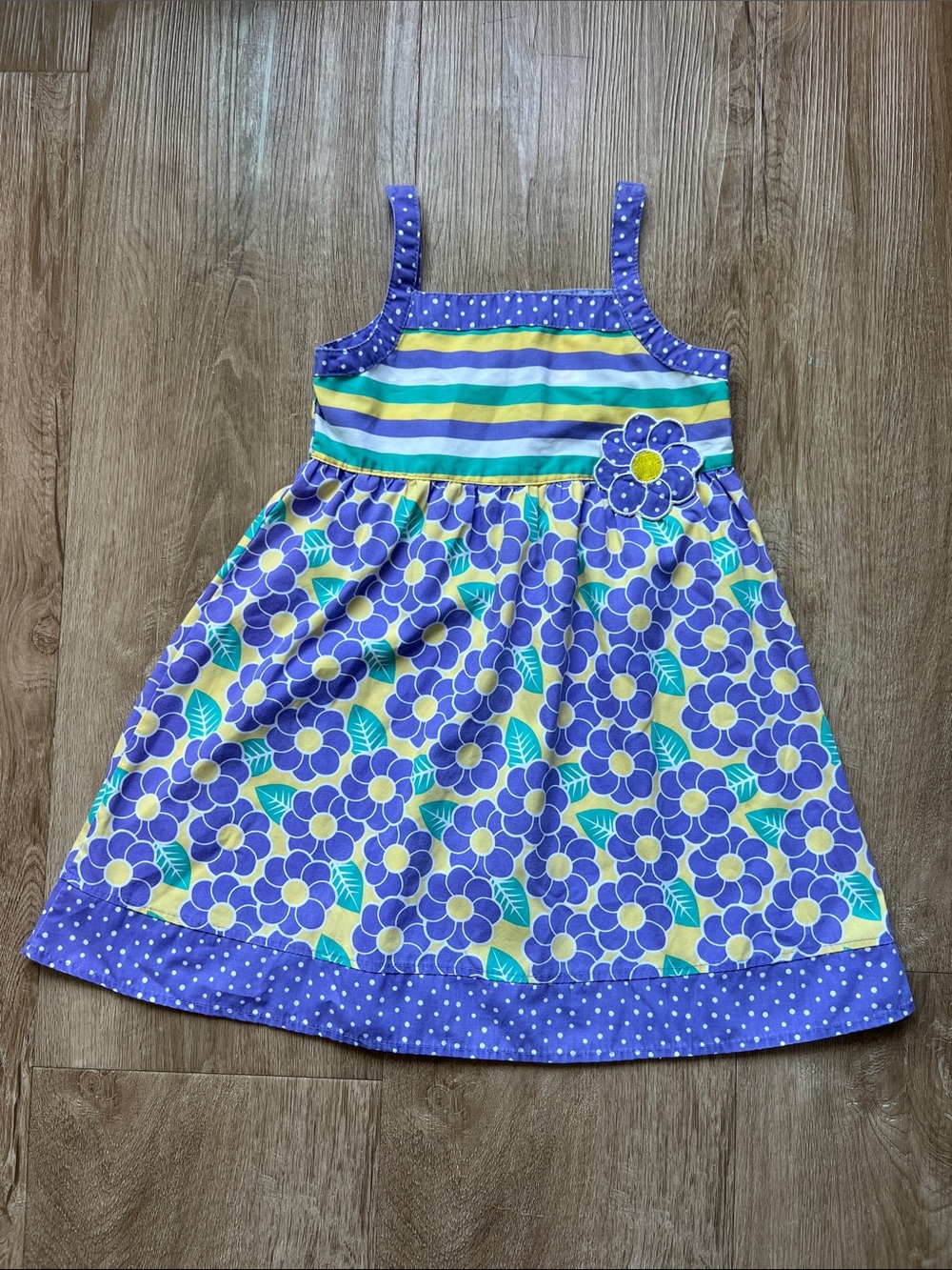 Sugah & Honey Girls Multicolor Floral Striped Polka Dot Sundress Size 6